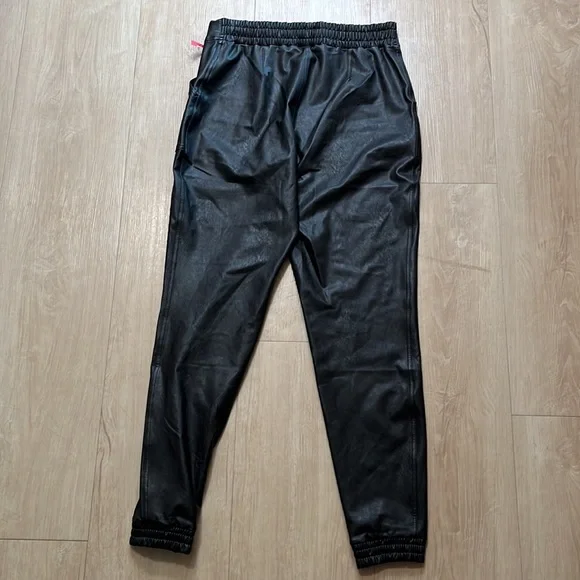 NEW! SPANX Faux Leather Jogger Pants BLACK, SIZE LARGE 0865